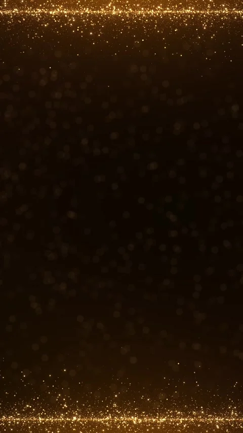 Golden Glitter Border on Dark Brown Background with Copy Space Stock Footage 342635154