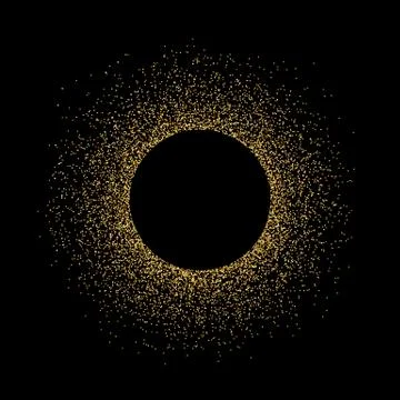 Golden glitter circle frame background. Pattern with gold sparkles and glitte Stock Illustration
