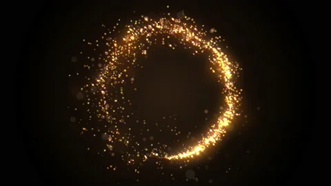 Golden glitter circle with sparkling light. Christmas gold particles ring Stock Footage 167799826