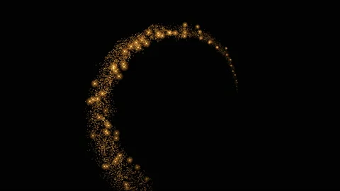 Golden glitter circle with sparkling light. Shining Christmas gold particle Stock Footage 203299232
