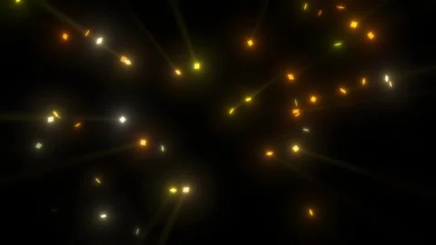 Golden Glitter Confetti Particles Falling with Shimmering Light Rays Stock-Footage 345972935