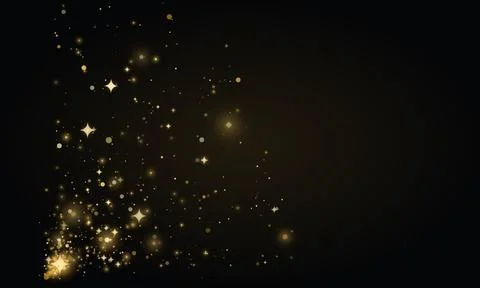 Golden glitter dust explosion creating a magical corner accent on dark back.. Stock-Illustration
