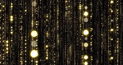 Golden glitter flowing particles threads with bokeh light sparks. Gold glitter Stock Footage 115078132