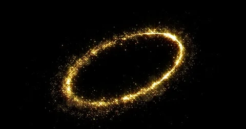 Golden glitter light circle tail, sparkling shine glow oval wave Stock Footage 114456270