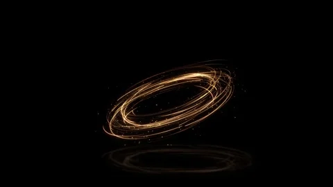 Golden glitter light circle tail, sparkling shine glow wave. glittering magic Stock Footage 333955938
