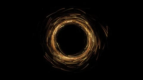 Golden glitter light circle tail, sparkling shine glow oval wave. Gold glitterin Stock Footage 341916260