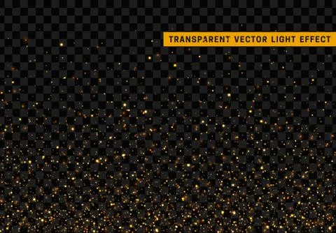Golden glitter light effect. Background bright shining confetti particles. Stock Illustration