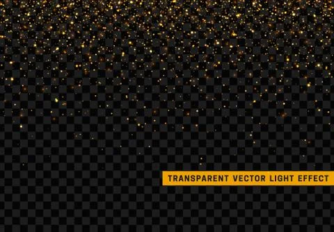 Golden glitter light effect. Background bright shining confetti particles. Stock Illustration
