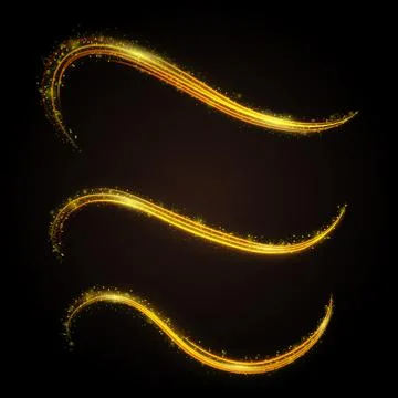 Golden glitter magic line waves with gold particles isolated on gradient back Stock Illustration