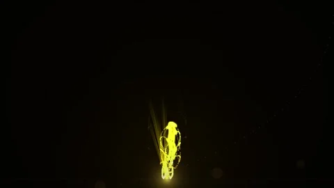 Golden glitter particle effect flowing into darkness against black background Stock Footage 346003504