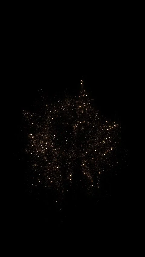 Golden Glitter Particle Explosion Burst on Black Background Stock Footage 342629261