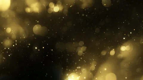 Golden glitter particles on black background. Abstract luxury bokeh light Stockbeeldmateriaal 340716125