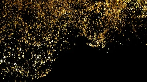 Golden glitter particles explosion on black background Stock-Footage 262215954