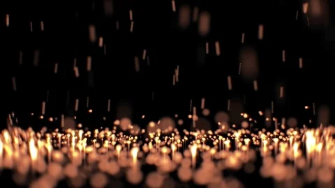 Golden Glitter Particles Falling In Light Rays Loop 4K camera moving ahead Stock Footage 110511060
