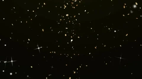 Golden glitter particles floating on black background Stock-Footage 340749320