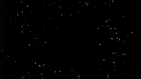 Golden Glitter Particles Floating on Black Background Vidéo 340939449