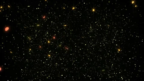 Golden glitter particles floating on black background for festive holiday Stock Footage 344917792