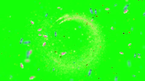 Golden glitter particles swirling in a vortex motion isolated on green screen Stock Footage 345017089