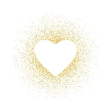 Golden glitter shape heart frame background. Pattern love with gold sparkles and Stock Illustration