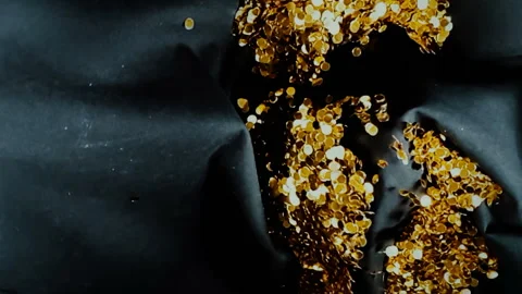 Golden glitter sparkle bubbles particles boekh on black background Видео 252137240