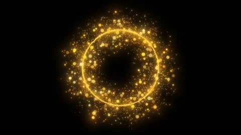 Golden glitter sparkling circle frame sparkles light Stock Footage 339549045