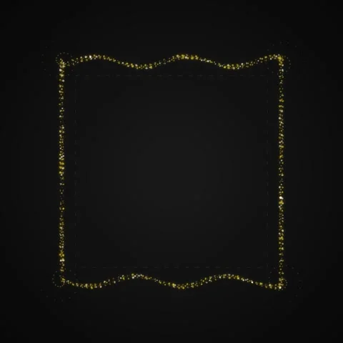 Golden Glitter Square Frame on Dark Black Background, Sparkle Border, Abstr.. Stock Footage 346283525