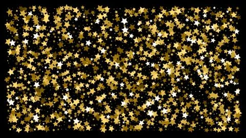 Golden glitter star confetti on a black background Stock Illustration