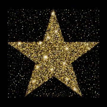 Golden glitter star of many small stars. Stock-Illustration