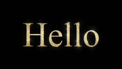 Golden Glitter Text Saying Hello on a Black Background with Soft Illumination Stock Footage 325950259