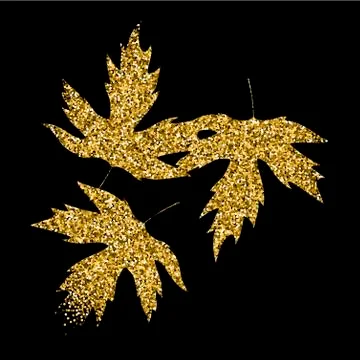 Golden glitter textured fall leaf. Autumn gold design 스톡 일러스트