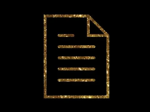 Golden glitter vector interface work file document line flat icon Stock Illustration