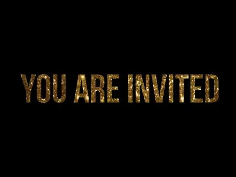 Golden glitter vector isolated word YOU ARE INVITED Stock Illustration