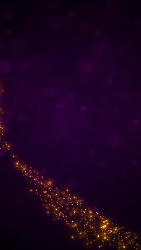 Golden glitter wave purple sparkling particles, soft light dots, and premium fes Stock Footage 340472004