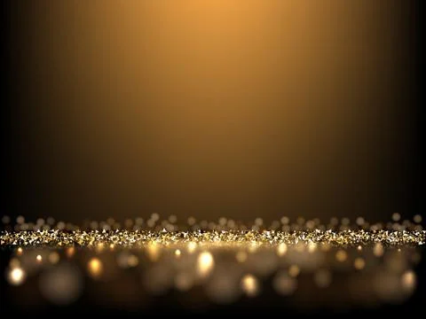 Golden glittering dark background. Vector luxury background for posters, banners Ilustração Stock
