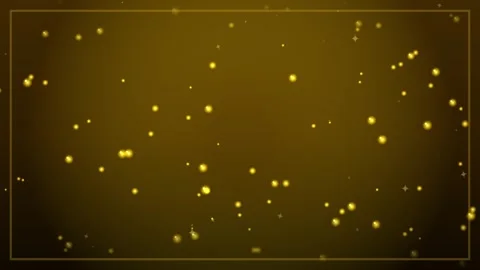 Golden Glittering Particles Falling on Dark Yellow Background with Subtle Fra Stock Footage 346661234