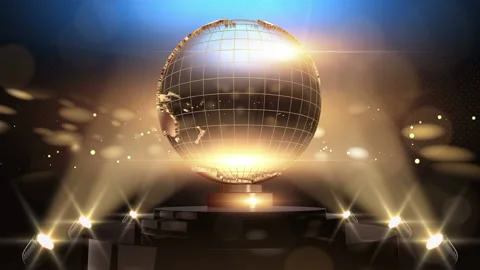 Golden Globe spinning in a VJ Loop Stock Footage 234289786