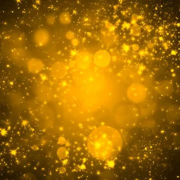 Golden glow gradient bokeh background with circles and sparkles Stock Illustration