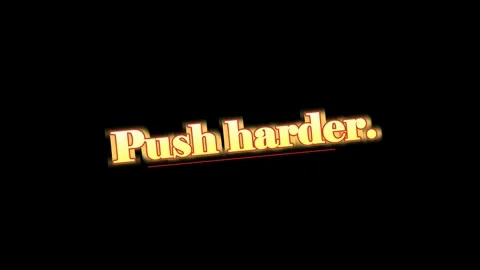 Golden glowing 3D text push button animation isolated on a black background for Stockbeeldmateriaal 346209921