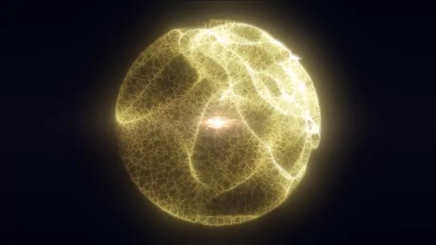Golden glowing abstract sphere with delicate plasma texture and soft inner .. Stock Footage 334119121