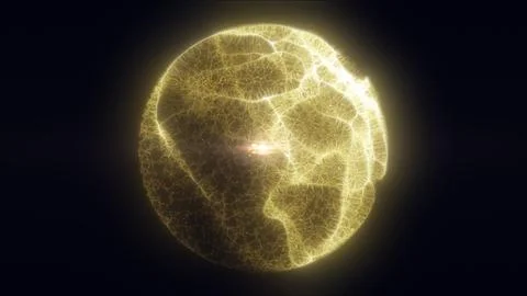 Golden glowing abstract sphere with delicate plasma texture and soft inner .. Stock Illustration