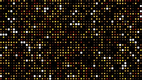 Golden glowing blinking lights. Grid pattern with random size dots. Shimmering Stock Footage 347719144