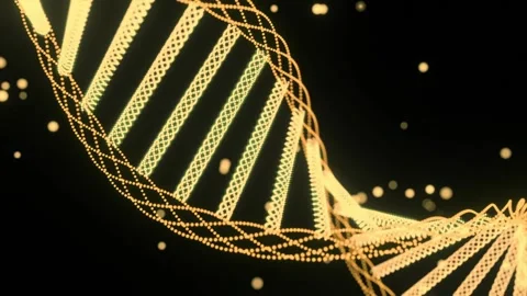 Golden glowing DNA double helix structure Stock Footage 337449622