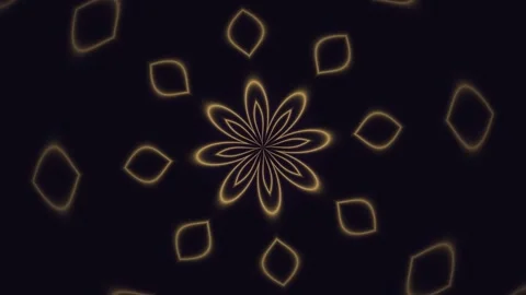 Golden Glowing Floral Pattern on Dark Background Stock Footage 340654994