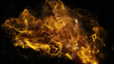 Golden Glowing Fluid Particles Background Loop Stock Footage 207797538
