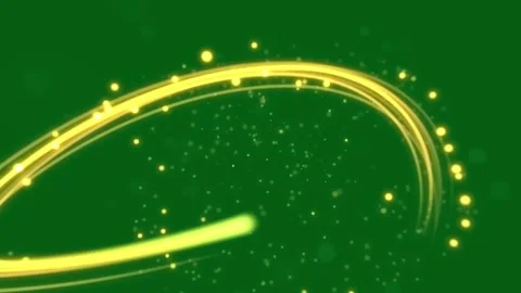 Golden glowing magic spiral particles trail animation on green screen background Stock Footage 333240239