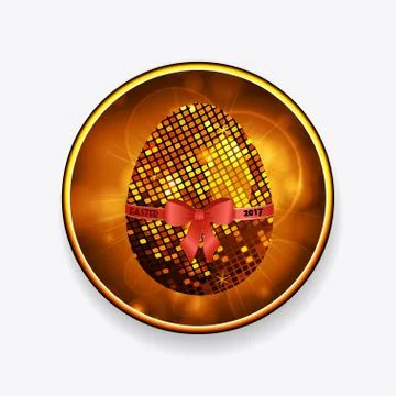 Golden glowing mosaic Easter egg border イラスト素材