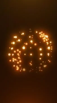 Golden glowing particle ring floating in dark space, forming a circular ene.. Stock Illustration