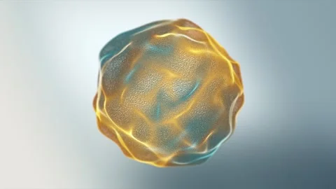 Golden glowing particle sphere loop on light background. Yellow and cyan pl.. Video stock 332662046