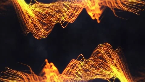 Golden glowing particle waves and fiery abstract light trails frame 스톡 동영상 342805500