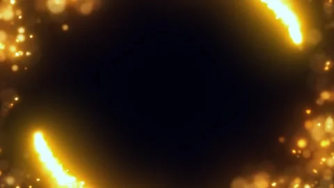 Golden glowing particles and soft bokeh lights floating over a dark backgroun Video stock 339085980
